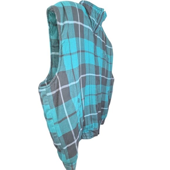 Branded Lion Sleeveless Coat Winter Vest Big Man 3XB Zip Closure Green Plaid - Picture 5 of 11